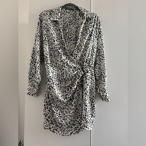 Zara Leopard Print Satin Wrap Dress